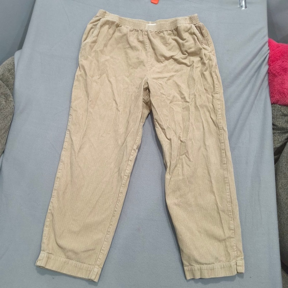Blair Vintage Corduroy Pants Mens Large Tan Beige Elastic Waist Straight Leg LGE